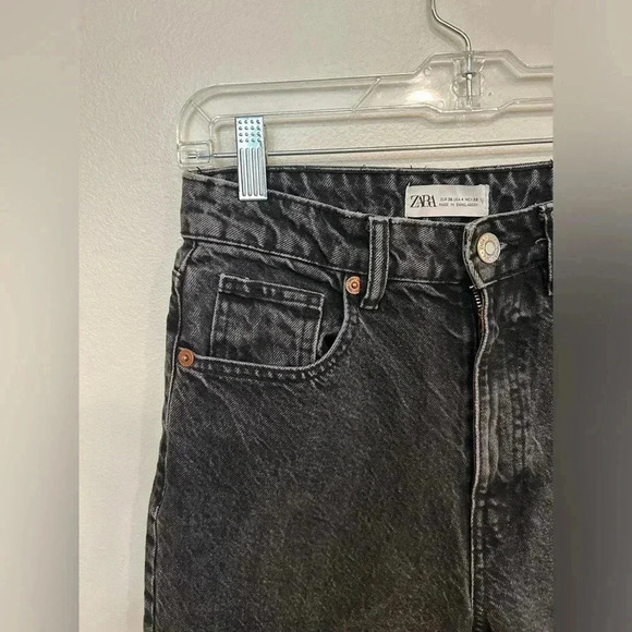 ZARA High Waist washed black straight leg ankle jeans size 4/ 26 Abercrombie - Picture 7 of 9